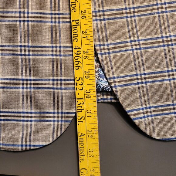 Alan Flusser Mens Paisley Lined 2-Button Blazer Jacket Beige Brown Checked EUC - Picture 13 of 13